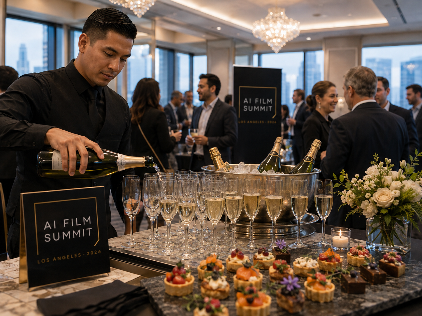 Hosted bar service at the AI Film Summit reception