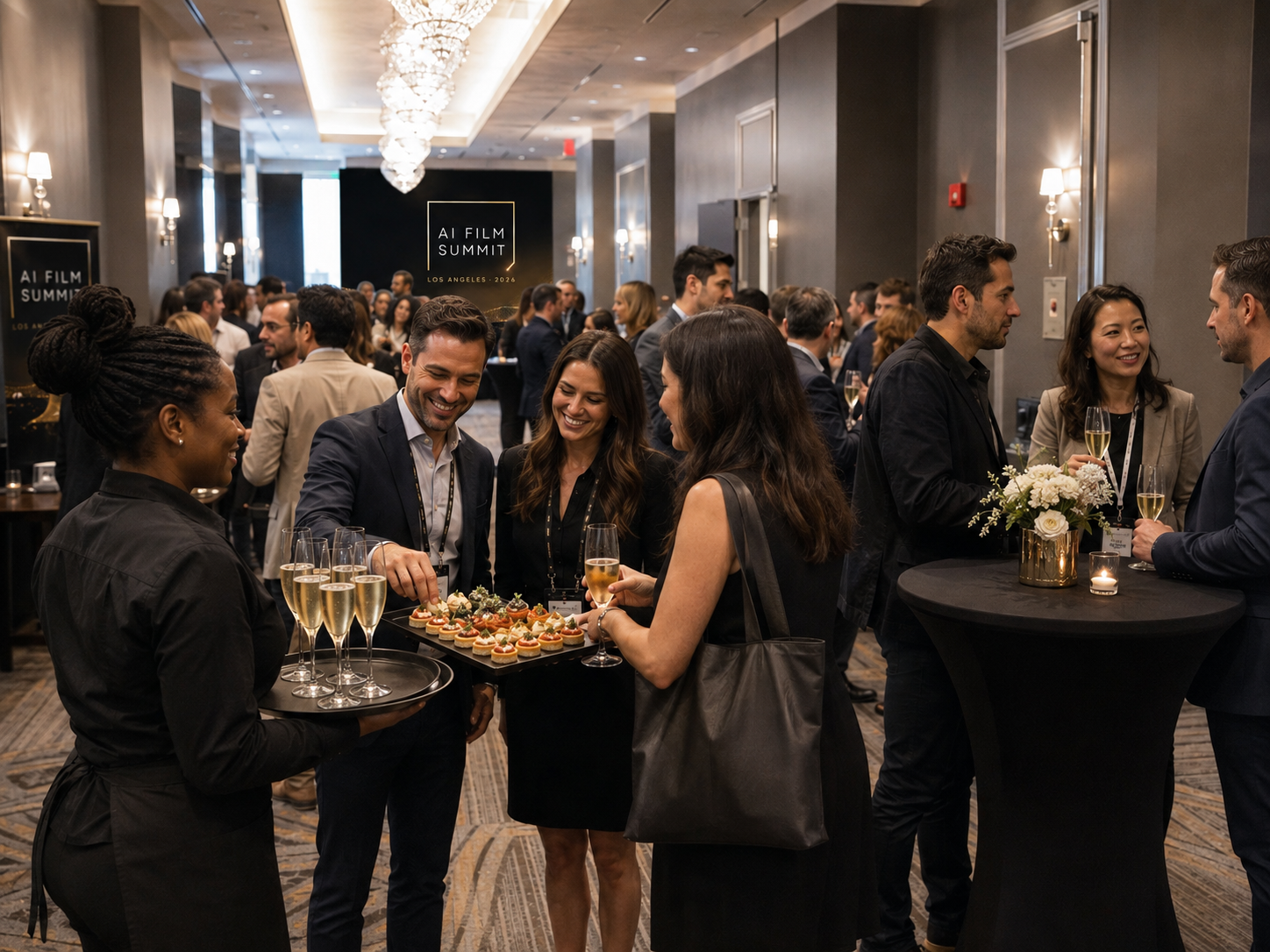 Guests mingling over drinks at the Summit reception